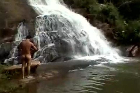 Three twinks booty bang under A Waterfall