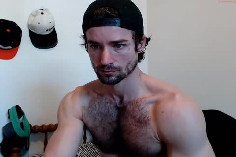 Muscle shaggy man jerk off