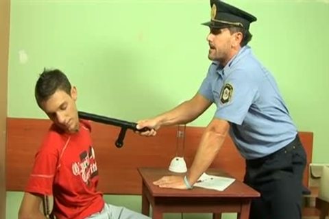 Police Officer Roberts bangs tight twink Ian On A Office Desk