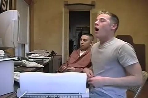 twink Deepthroating knobs Uncut penis And Licking his balls