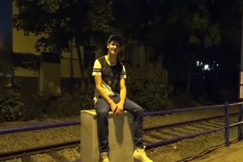 College boy wait For Bus Stop