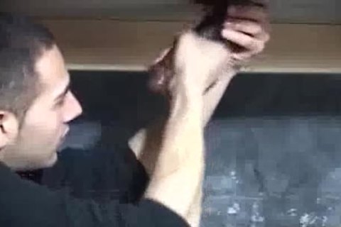 French guy Jerks giant darksome dick