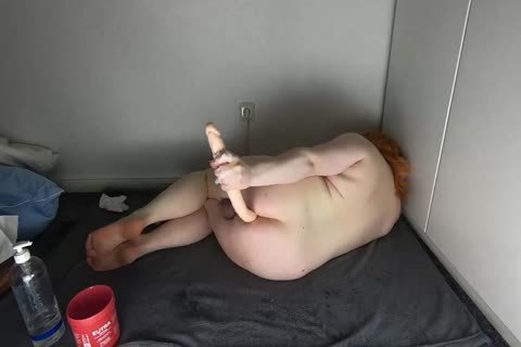 Sissy Crossdresser Lizzy Inserting 40 Cm Double sex dildo