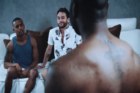 Thresome With bushy dark humongous penises