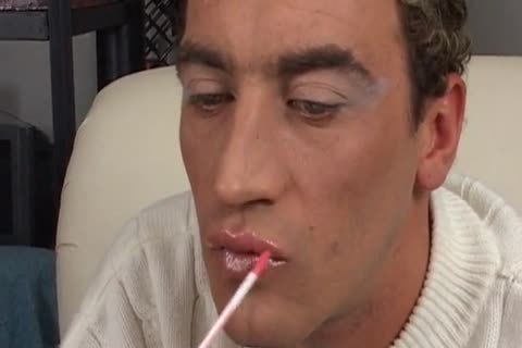 Non-passable gay chap In Drag Jerks Off