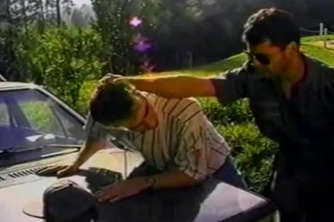 brunette fellow Is fucked Hard On The Hood Of His Car