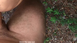 slim blond chap enjoying painfully sex outdoors