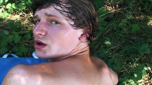 young honey bouncing on a enormous rod outdoors