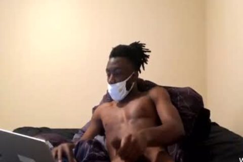 dark man With humongous ramrod Masturbates And Cums In Live