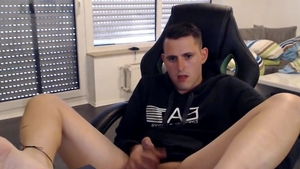charming German teen chap stroking On cam