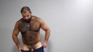 Masturbation alongside hairy russian hunk