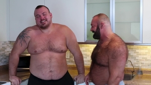 Bear Back - Caucasian brunette Brad Kalvo throat fuck