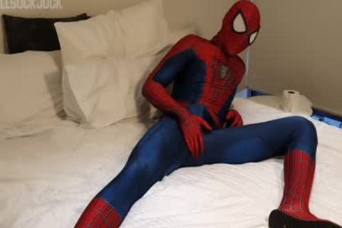 Hung lascivious Spiderman shoots biggest Web