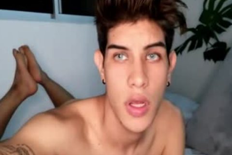 Skinny Latino twink With Tattoos And Earings Teases On web camera