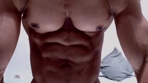 built large Pectoral Hunk Masturbating On web camera