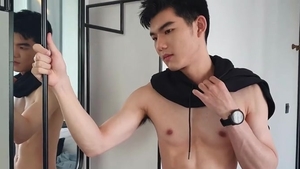 skinny asian Model Shows His large knob First Time. Full clip