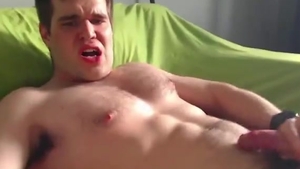 Toned dude Tugs His hirsute penis cum At 05:22
