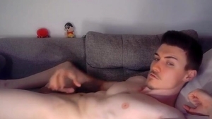 handsome And pumped up teen Jerks Off In The dark