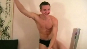lad Has Rock-hard Abs And Jerks Rock-hard penis