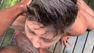 Interracial bareback ass job