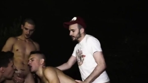 three penises fucking DP skank bare