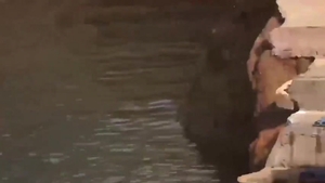 CHINESE MUSCLE DADDY naked SWIMMING AT LAKE 03