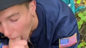 Caught A Forester stroking, hammered A teen Hard And Finished All Over Him