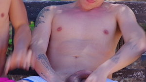 Sun-Scorched Pissing Behind a Tree