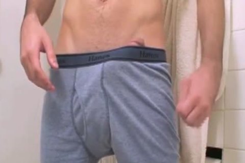 Skinny guy Jerks Off his mpooperive schlong in Shower