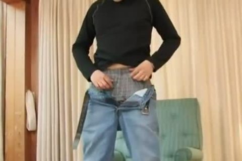 nearly hairless man jerks it hard